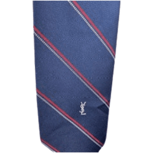 Yves Saint Laurent men's blue, red white stripe tie - Picture 2 of 2